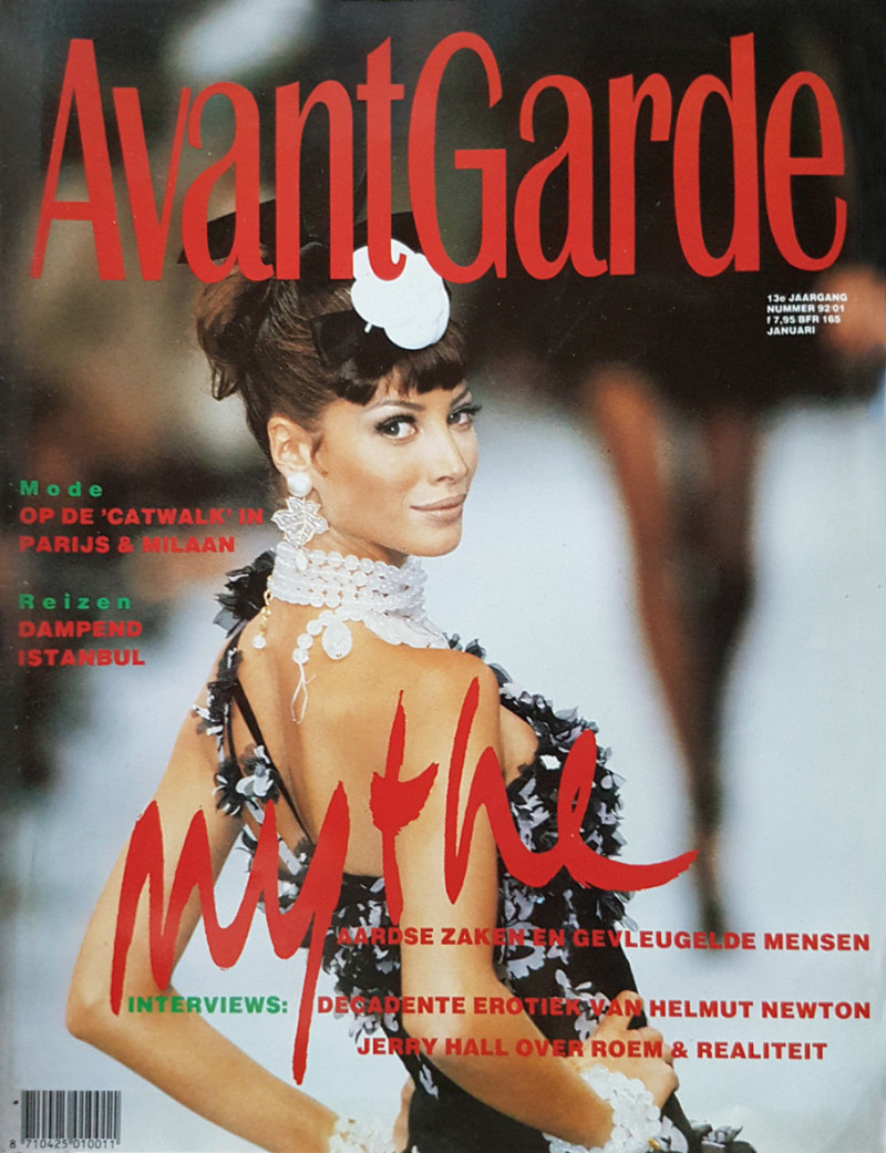 Christy Turlington featured on the Avant Garde cover from January 1992