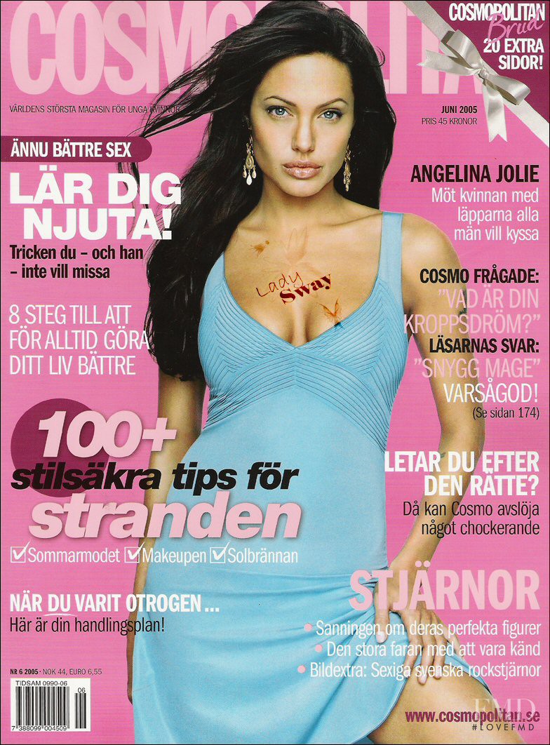 Angelina Jolie featured on the Cosmopolitan Sweden cover from June 2005
