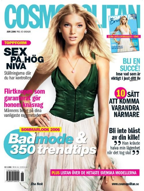 Elsa Hosk featured on the Cosmopolitan Sweden cover from June 2006