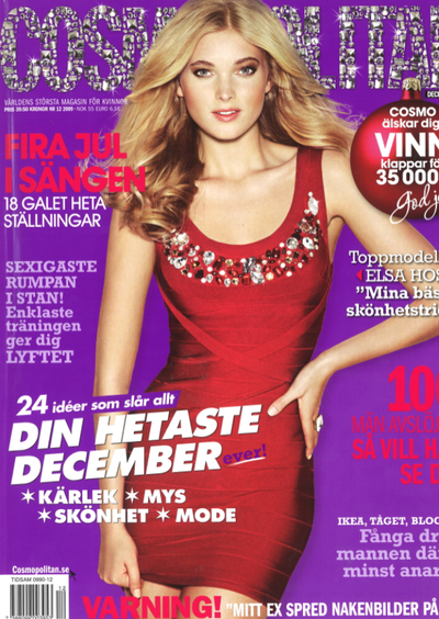Elsa Hosk featured on the Cosmopolitan Sweden cover from December 2009