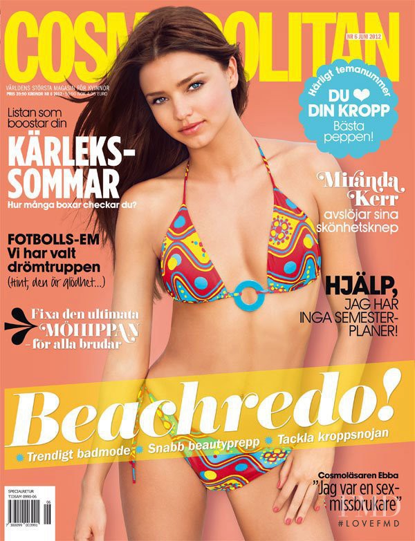 Miranda Kerr featured on the Cosmopolitan Sweden cover from June 2012