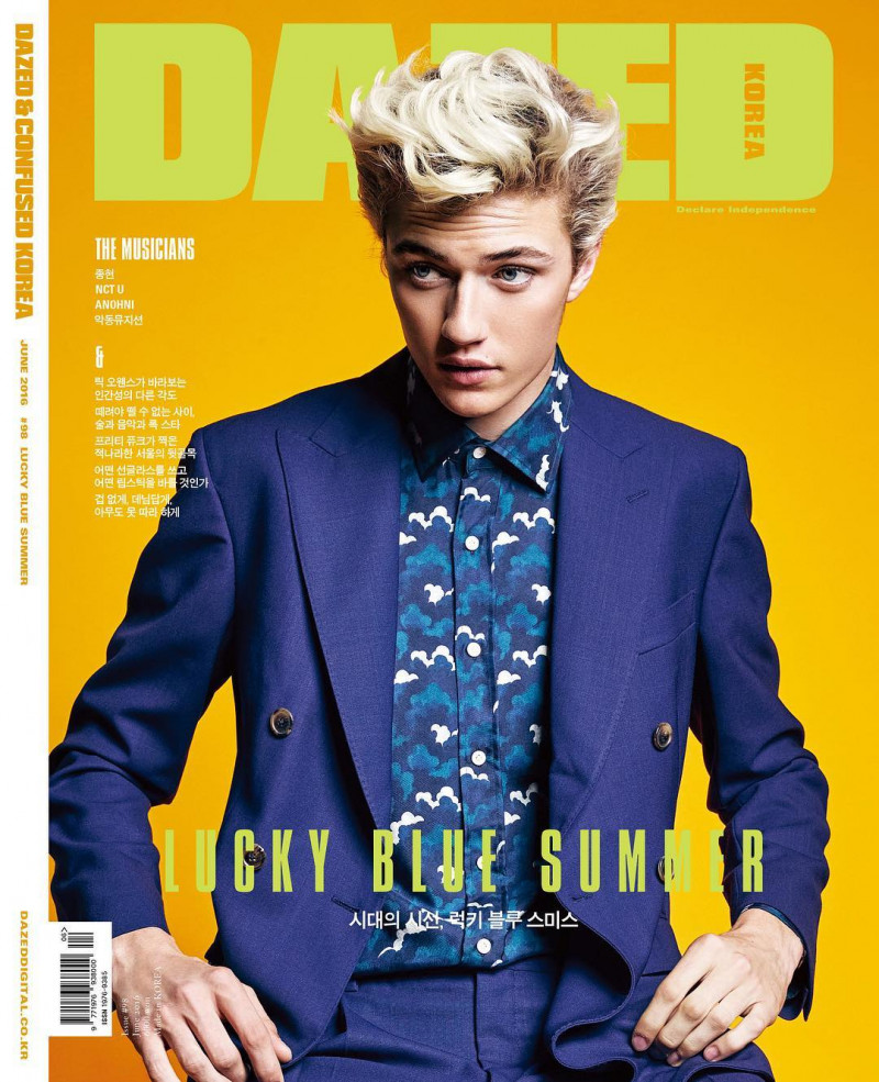 Lucky Blue Smith featured on the Dazed & Confused Korea cover from June 2016