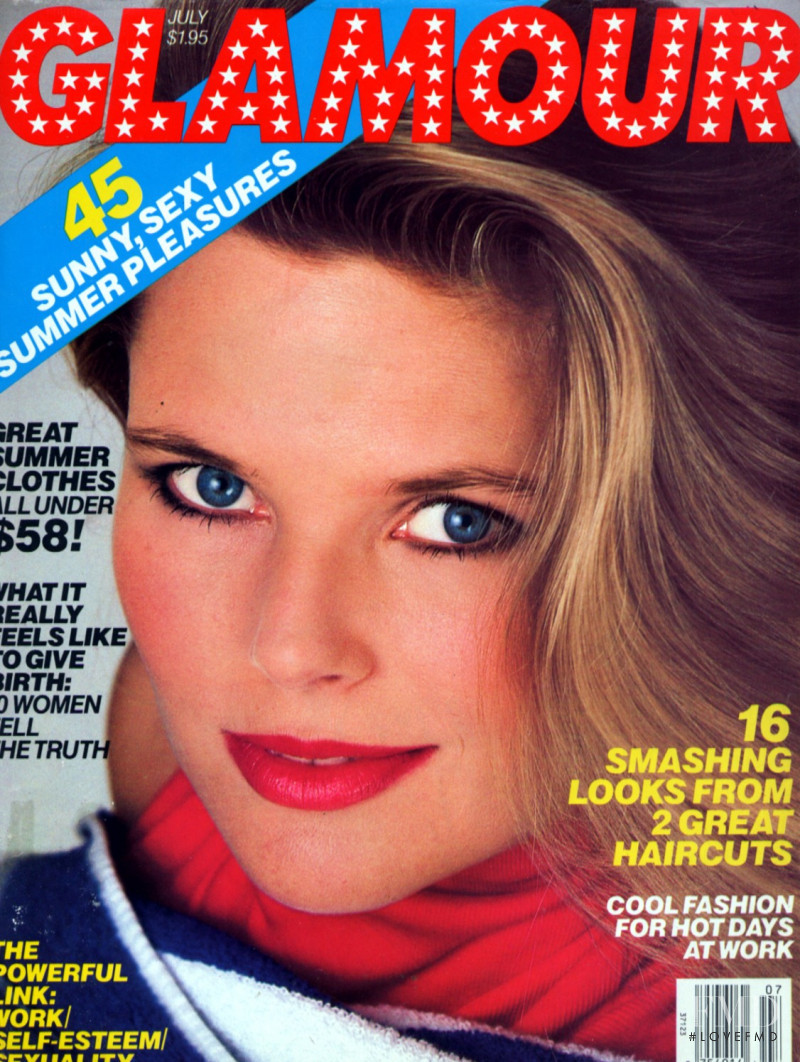 Christie Brinkley featured on the Glamour USA cover from July 1986