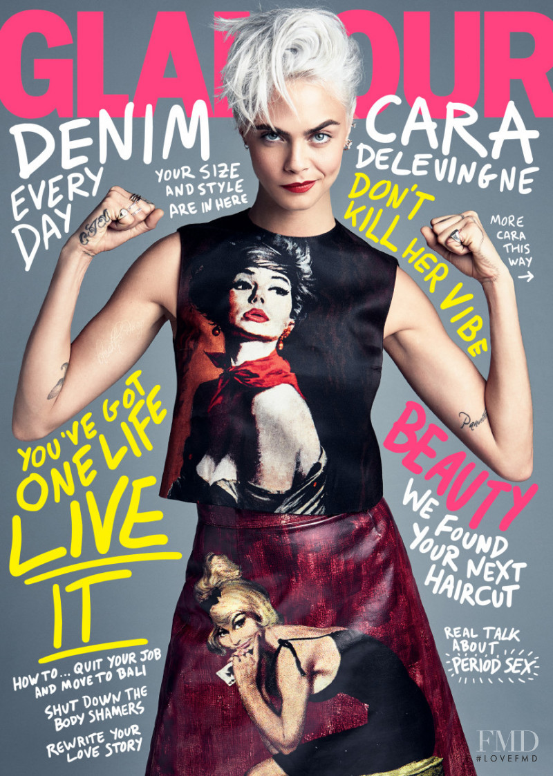 Cara Delevingne featured on the Glamour USA cover from August 2017