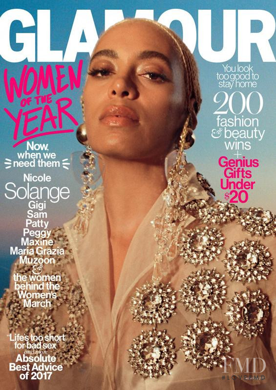 Solange Knowles featured on the Glamour USA cover from December 2017