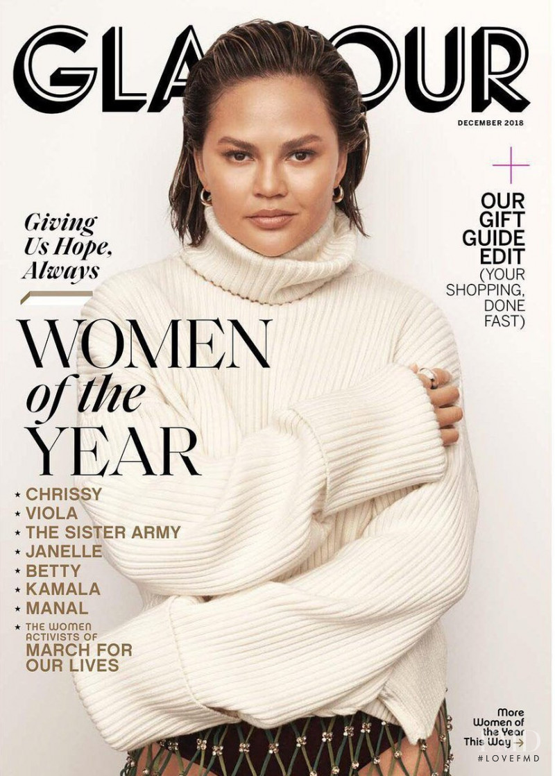 Christine Teigen featured on the Glamour USA cover from December 2018