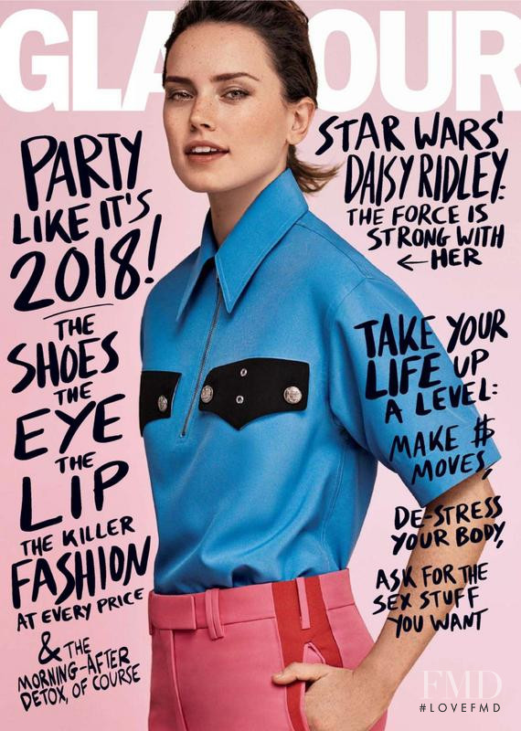 Daisy Ridley featured on the Glamour USA cover from January 2018