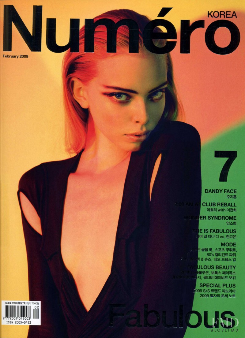 Tanya Dziahileva featured on the Numéro Korea cover from February 2009