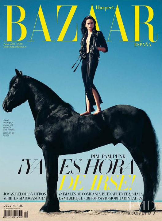 Anna de Rijk featured on the Harper\'s Bazaar Spain cover from June 2011