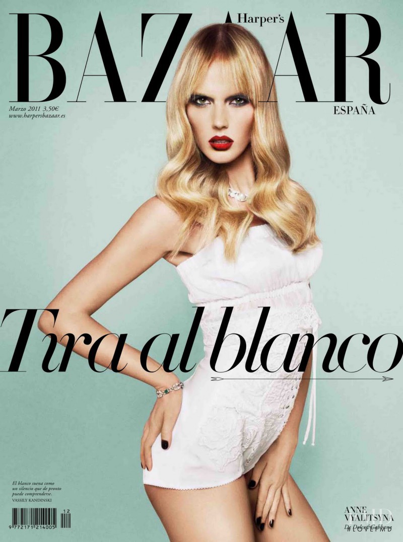 Anne Vyalitsyna featured on the Harper\'s Bazaar Spain cover from March 2011