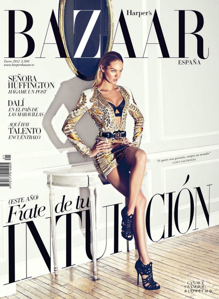 Candice Swanepoel featured on the Harper\'s Bazaar Spain cover from January 2012