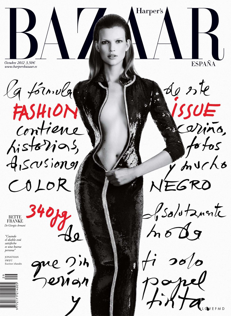 Bette Franke featured on the Harper\'s Bazaar Spain cover from October 2012