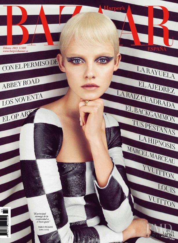 Ginta Lapina featured on the Harper\'s Bazaar Spain cover from February 2013