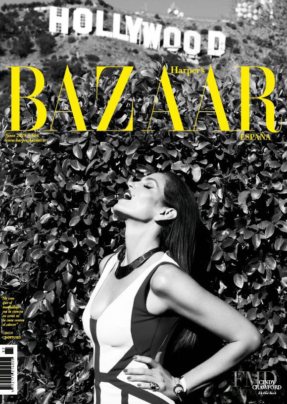 Cindy Crawford featured on the Harper\'s Bazaar Spain cover from June 2013