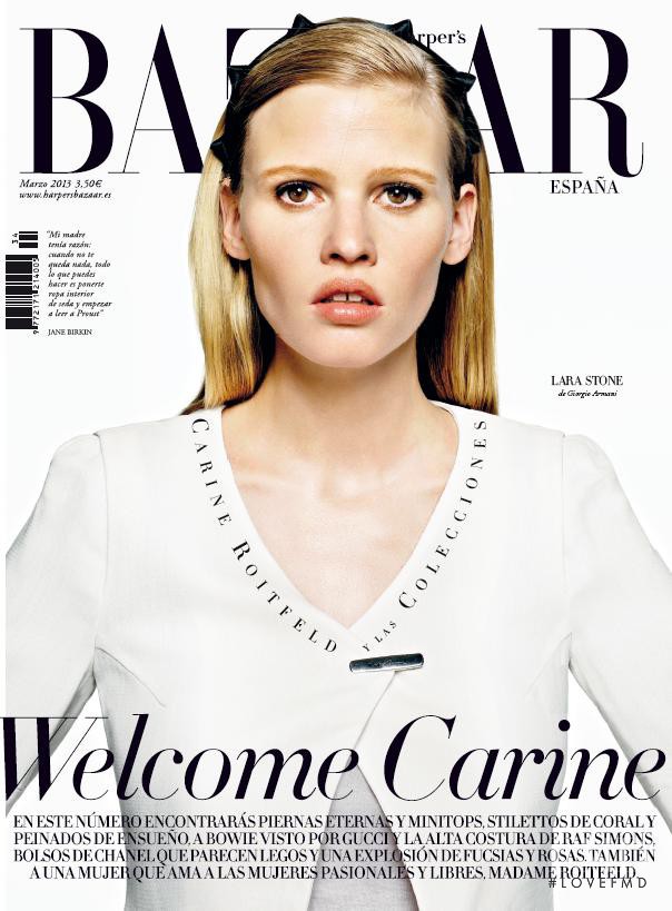 Lara Stone featured on the Harper\'s Bazaar Spain cover from March 2013