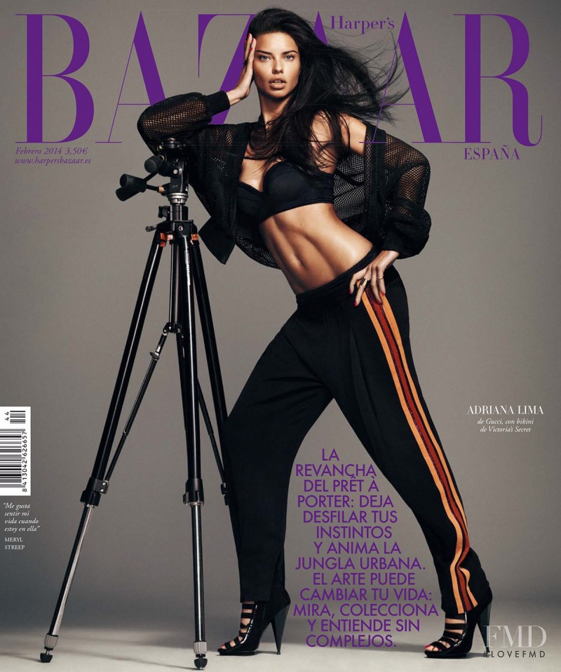 Adriana Lima featured on the Harper\'s Bazaar Spain cover from February 2014