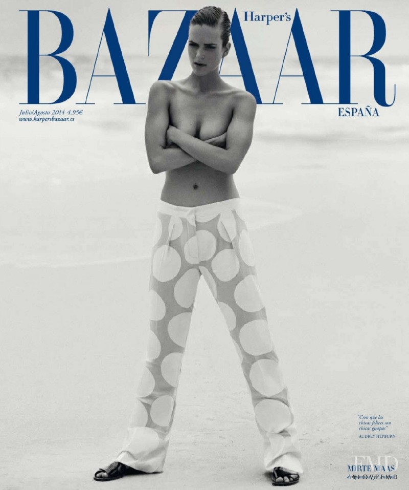 Mirte Maas featured on the Harper\'s Bazaar Spain cover from July 2014