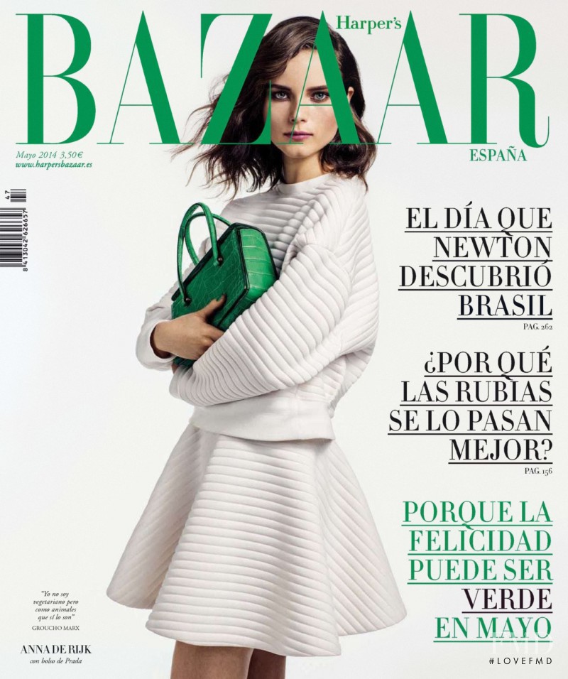 Anna de Rijk featured on the Harper\'s Bazaar Spain cover from May 2014