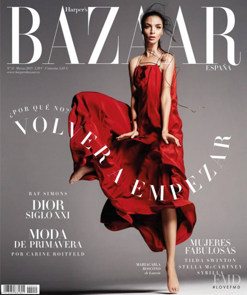 Mariacarla Boscono featured on the Harper\'s Bazaar Spain cover from March 2015