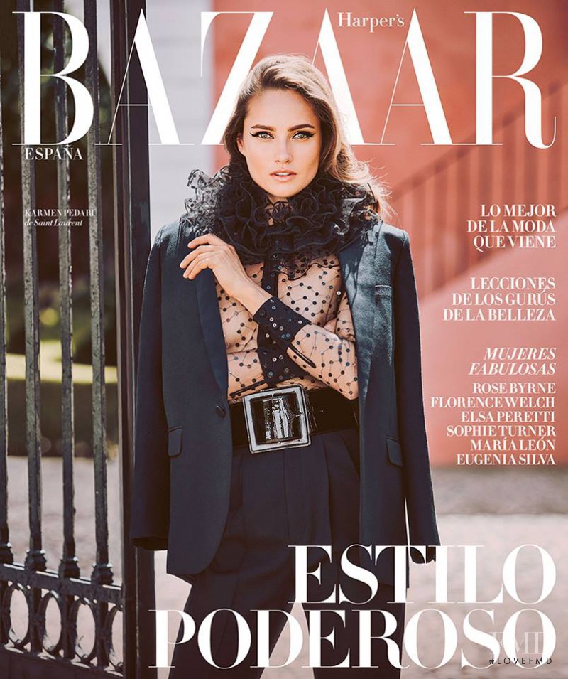 Karmen Pedaru featured on the Harper\'s Bazaar Spain cover from August 2016