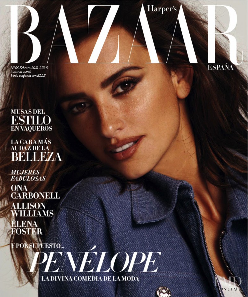 Penelope Cruz featured on the Harper\'s Bazaar Spain cover from February 2016