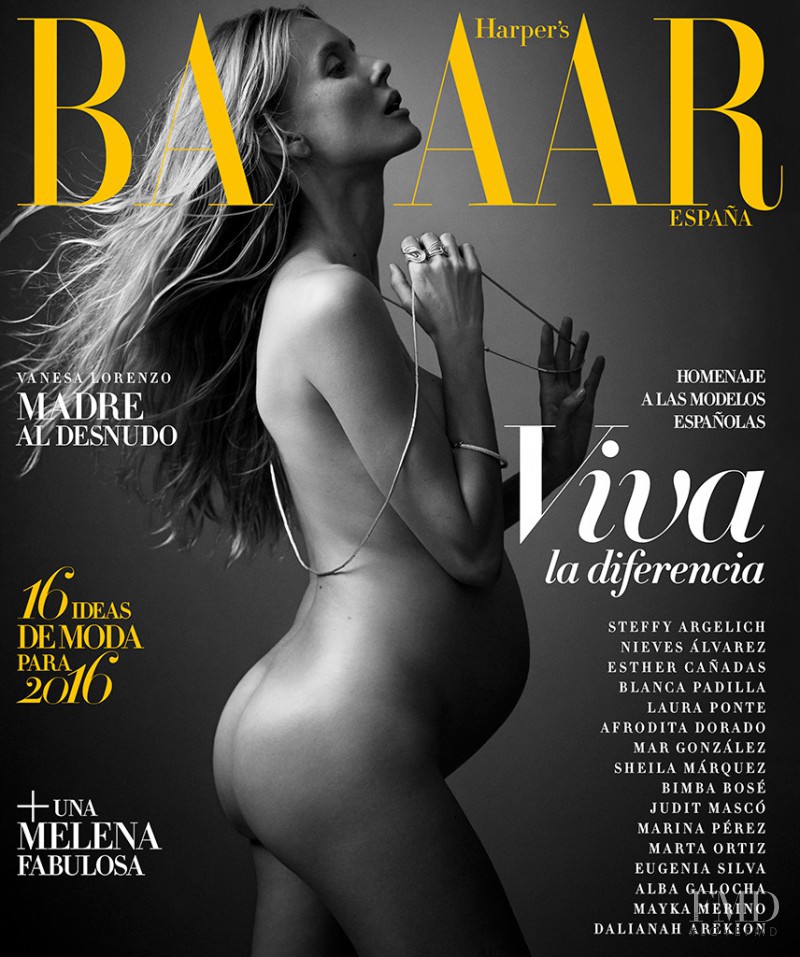 Vanesa Lorenzo featured on the Harper\'s Bazaar Spain cover from January 2016