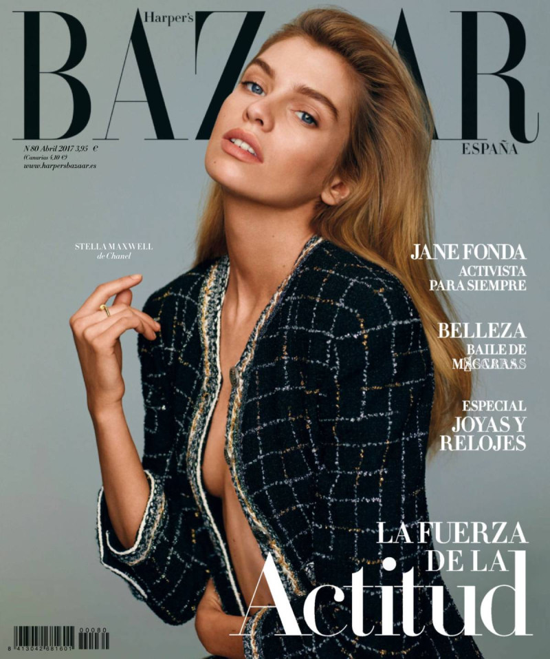 Stella Maxwell featured on the Harper\'s Bazaar Spain cover from April 2017