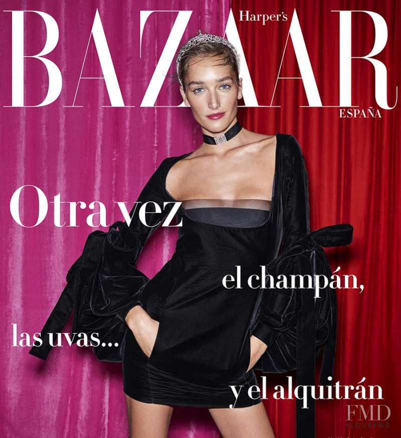 Joséphine Le Tutour featured on the Harper\'s Bazaar Spain cover from December 2017
