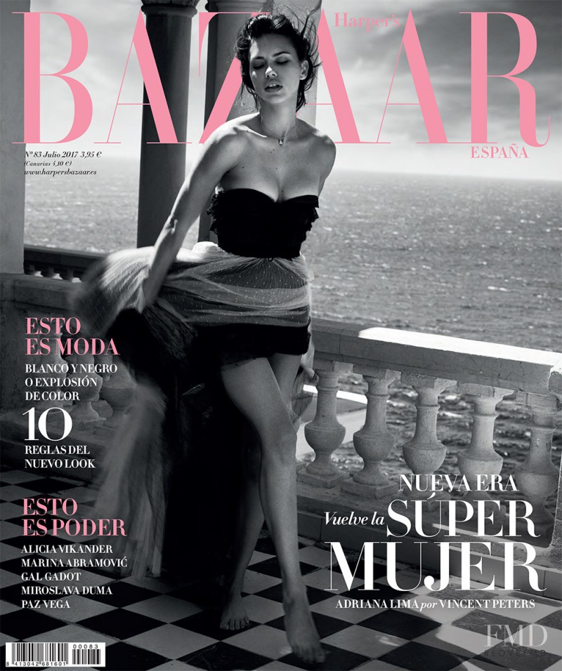 Adriana Lima featured on the Harper\'s Bazaar Spain cover from July 2017