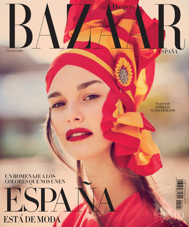 Ophélie Guillermand featured on the Harper\'s Bazaar Spain cover from April 2018