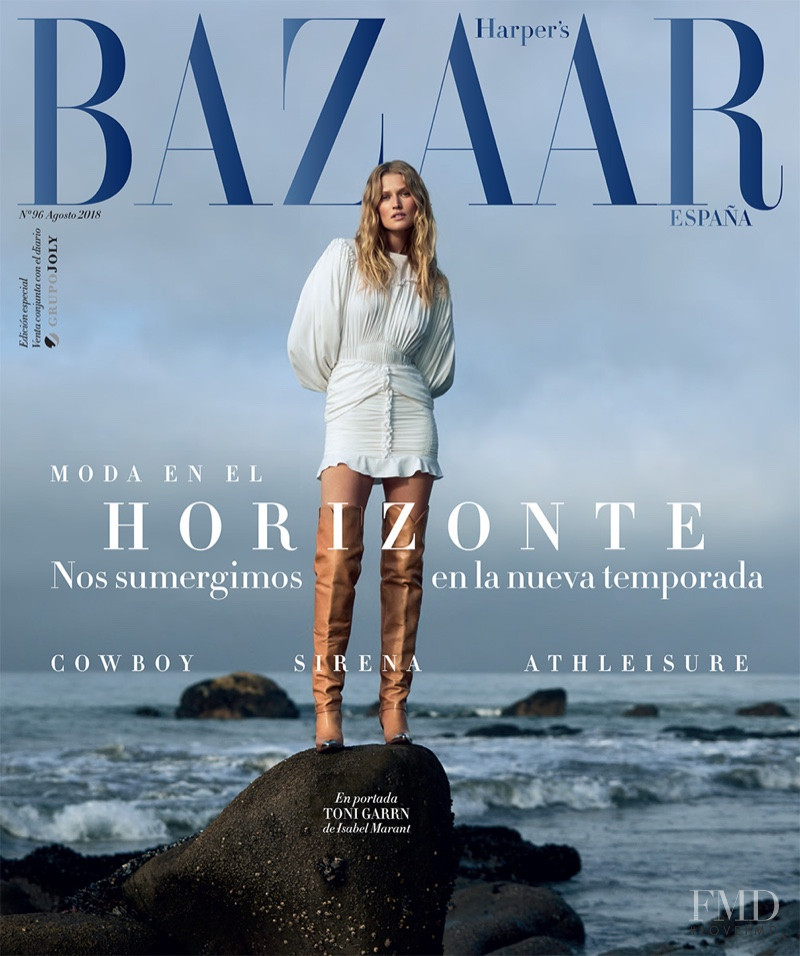 Toni Garrn featured on the Harper\'s Bazaar Spain cover from August 2018