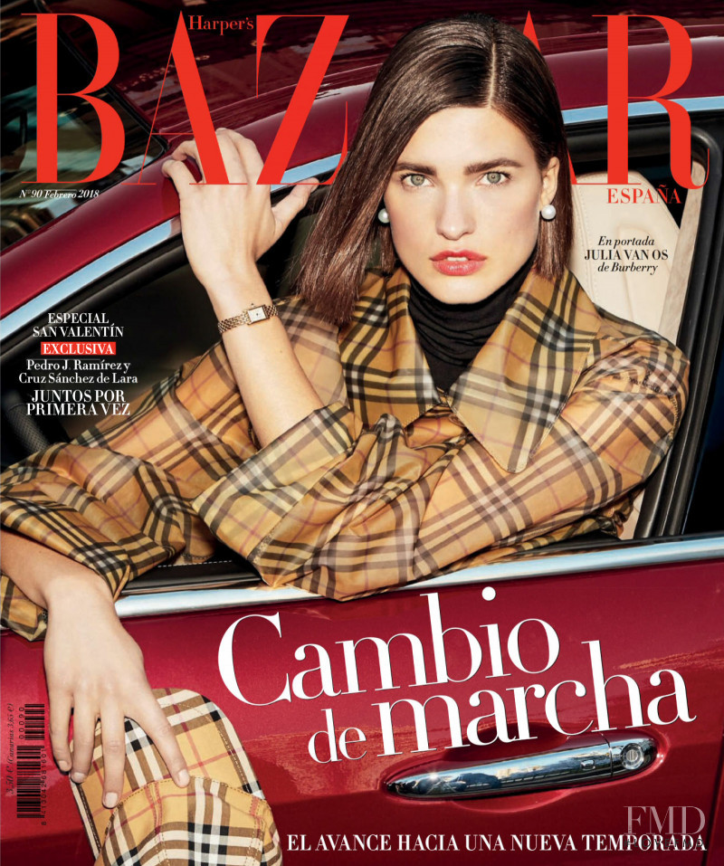 Julia van Os featured on the Harper\'s Bazaar Spain cover from February 2018