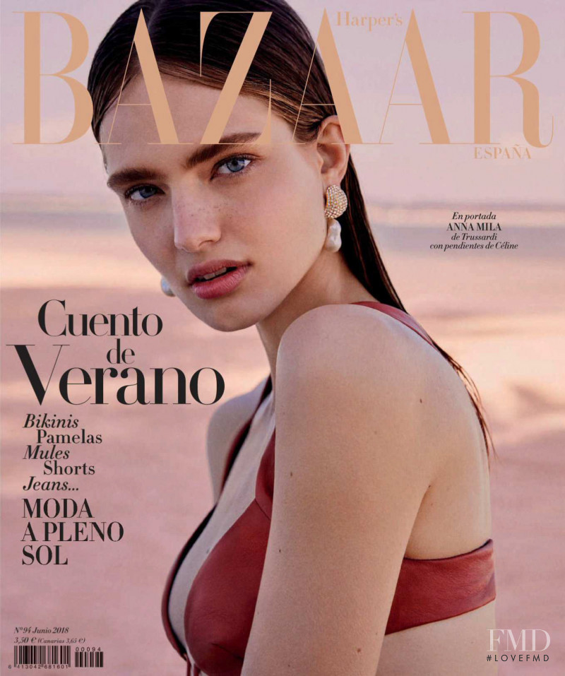 Anna Mila Guyenz featured on the Harper\'s Bazaar Spain cover from June 2018
