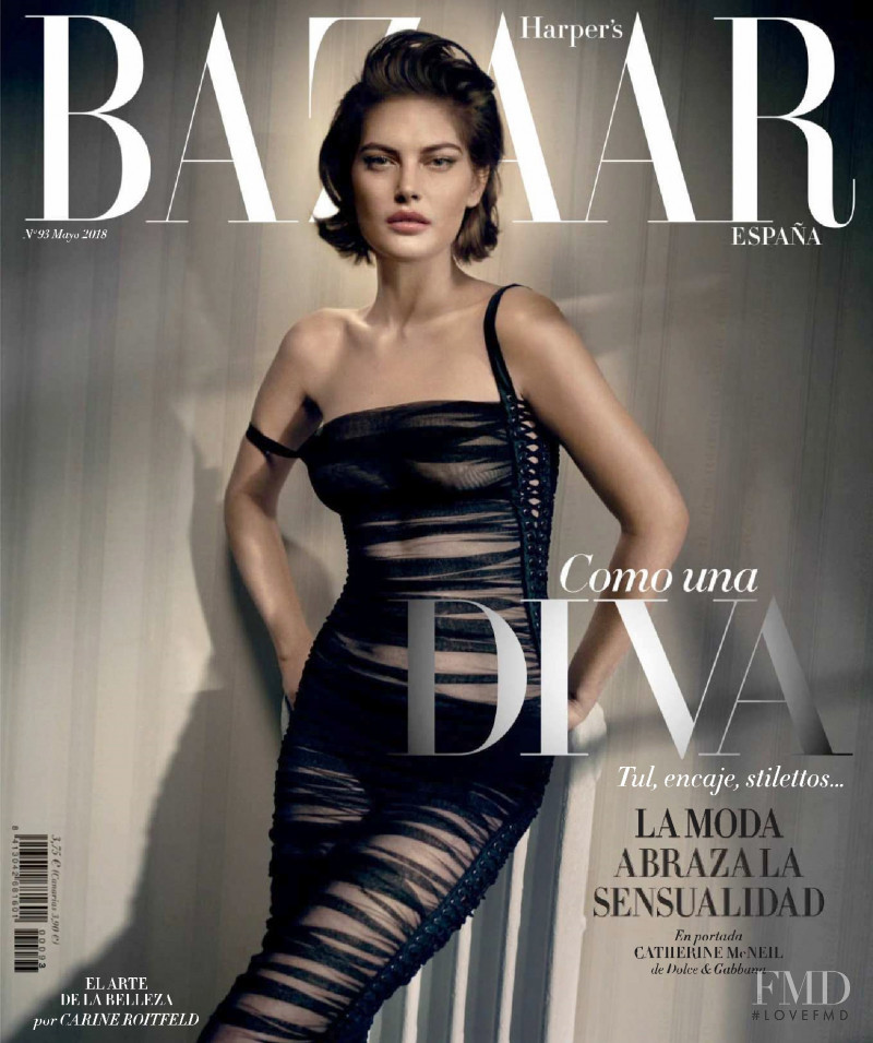 Catherine McNeil featured on the Harper\'s Bazaar Spain cover from May 2018