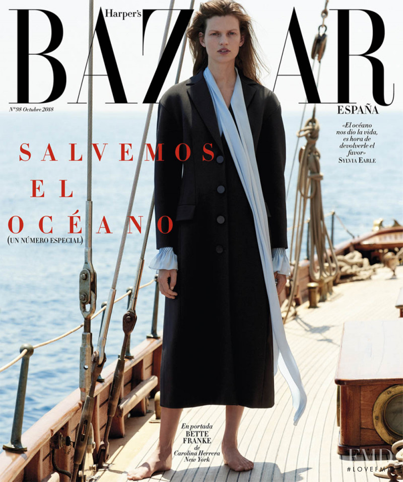 Bette Franke featured on the Harper\'s Bazaar Spain cover from October 2018