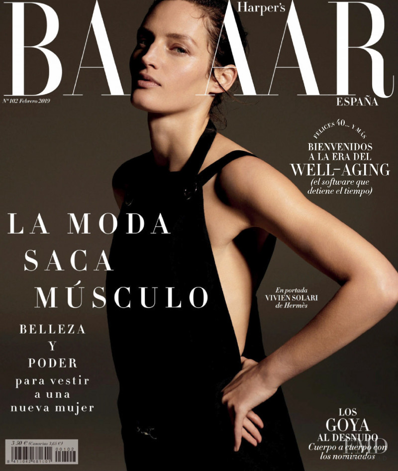 Vivien Solari featured on the Harper\'s Bazaar Spain cover from February 2019