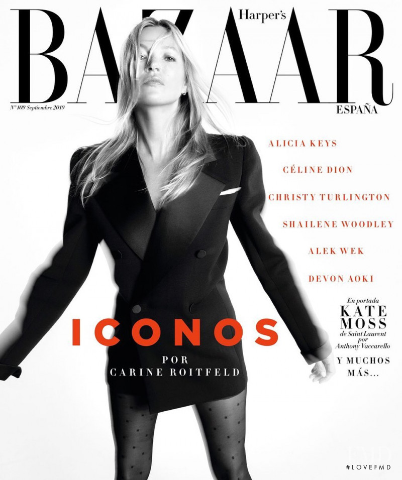 Kate Moss featured on the Harper\'s Bazaar Spain cover from September 2019