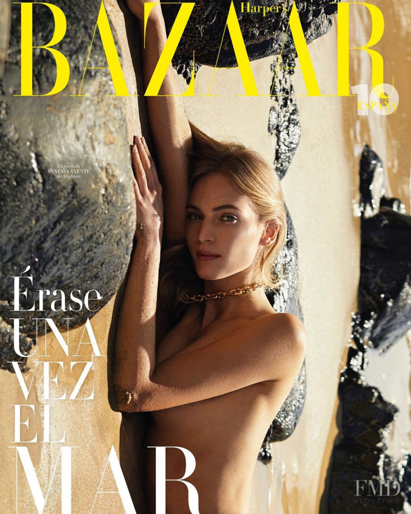 Vanessa Axente featured on the Harper\'s Bazaar Spain cover from April 2020