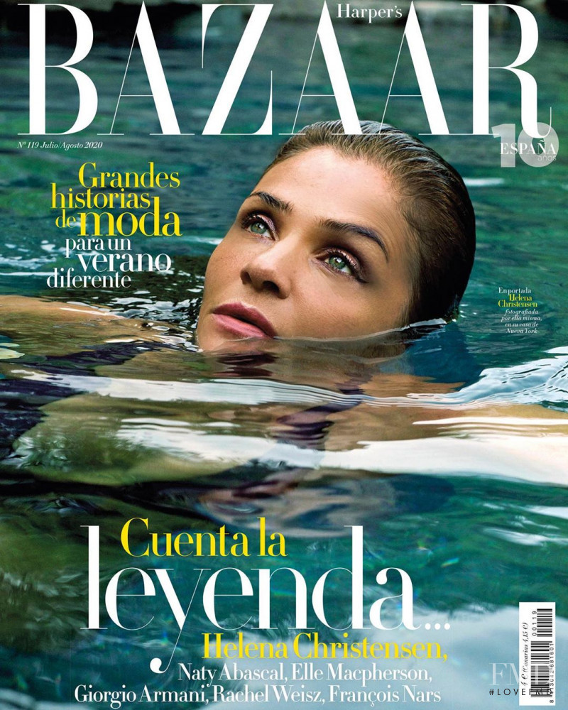 Helena Christensen featured on the Harper\'s Bazaar Spain cover from July 2020