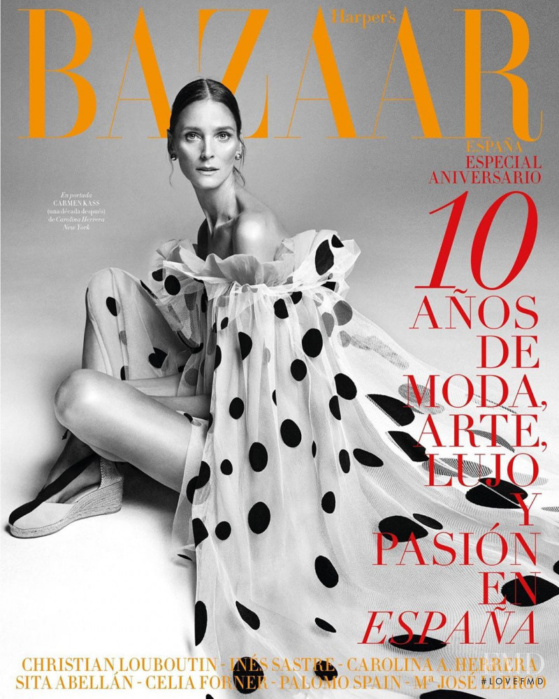 Carmen Kass featured on the Harper\'s Bazaar Spain cover from March 2020