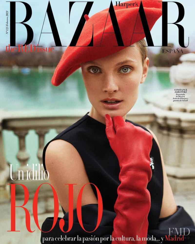Constance Jablonski featured on the Harper\'s Bazaar Spain cover from February 2021