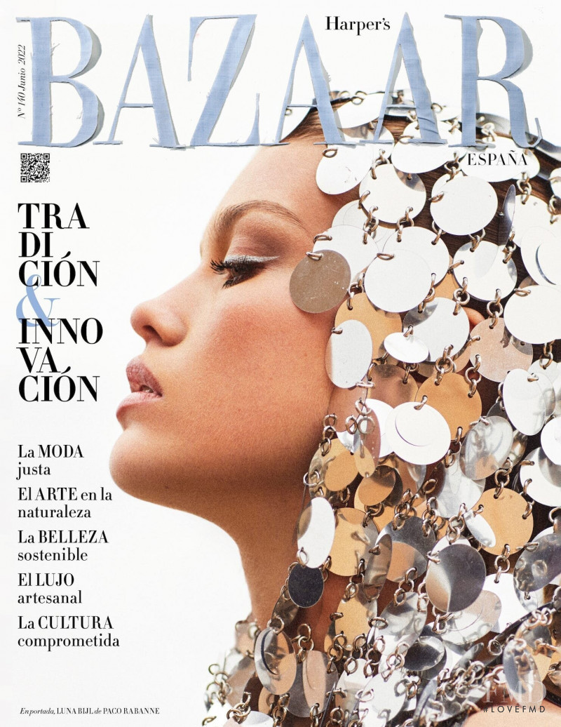 Luna Bijl featured on the Harper\'s Bazaar Spain cover from June 2022