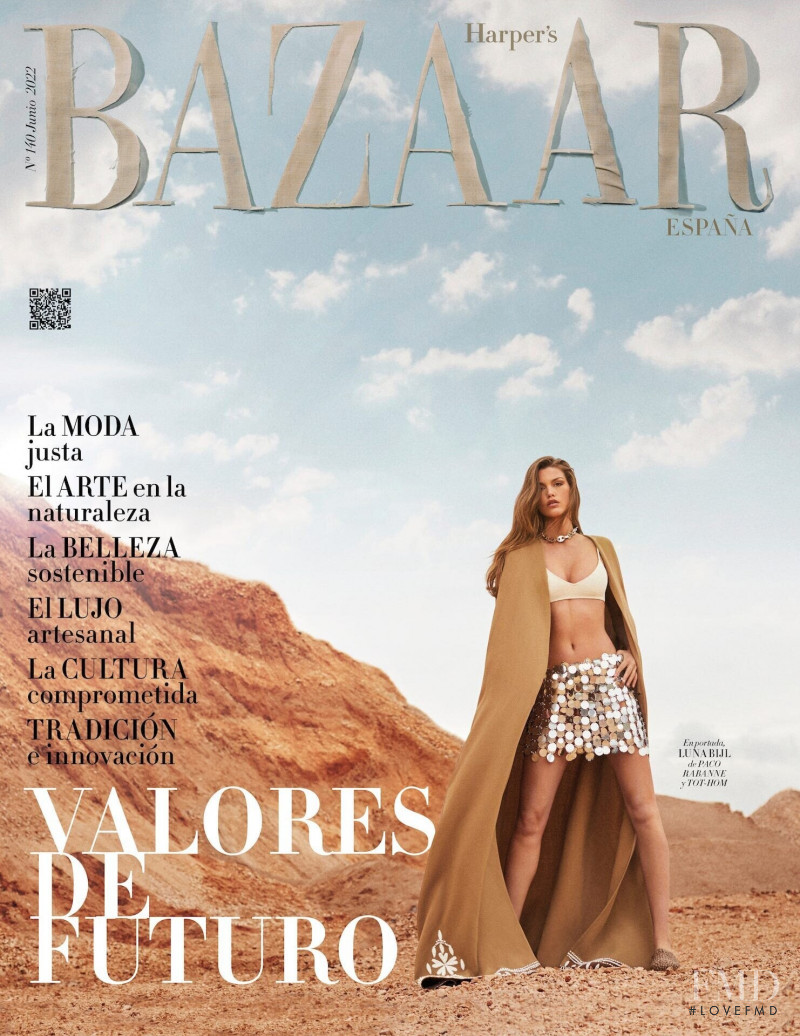 Luna Bijl featured on the Harper\'s Bazaar Spain cover from June 2022