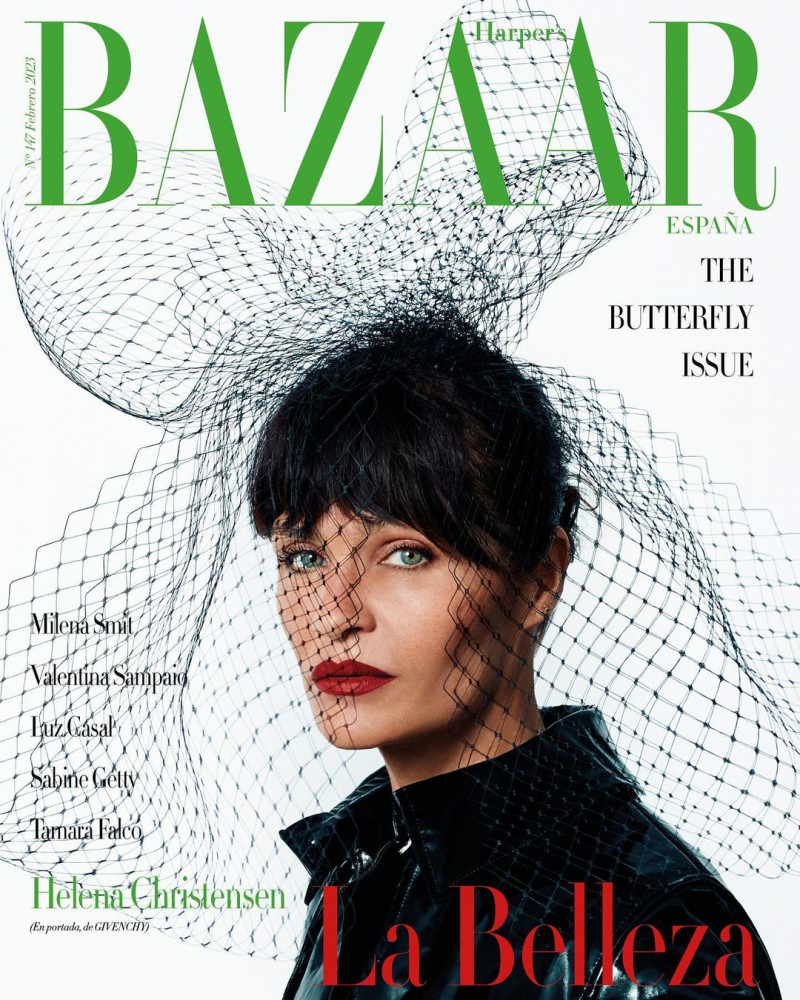 Helena Christensen featured on the Harper\'s Bazaar Spain cover from February 2023