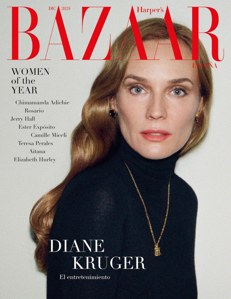 Diane Heidkruger featured on the Harper\'s Bazaar Spain cover from December 2024