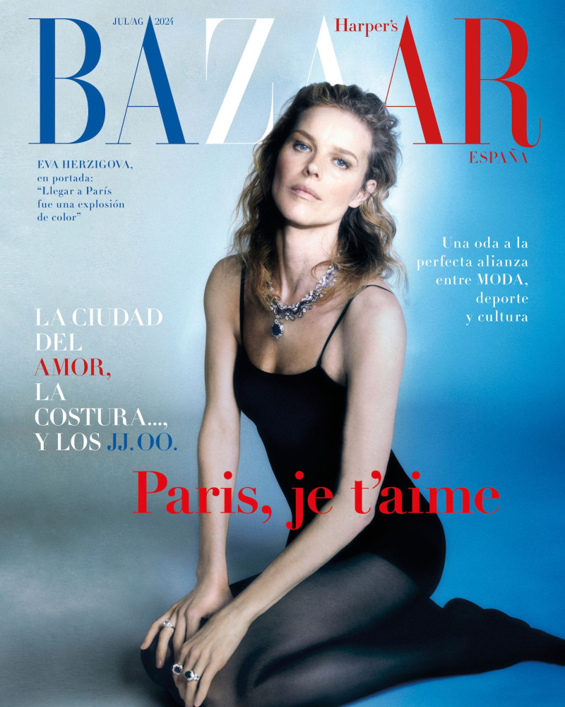 Eva Herzigova featured on the Harper\'s Bazaar Spain cover from July 2024