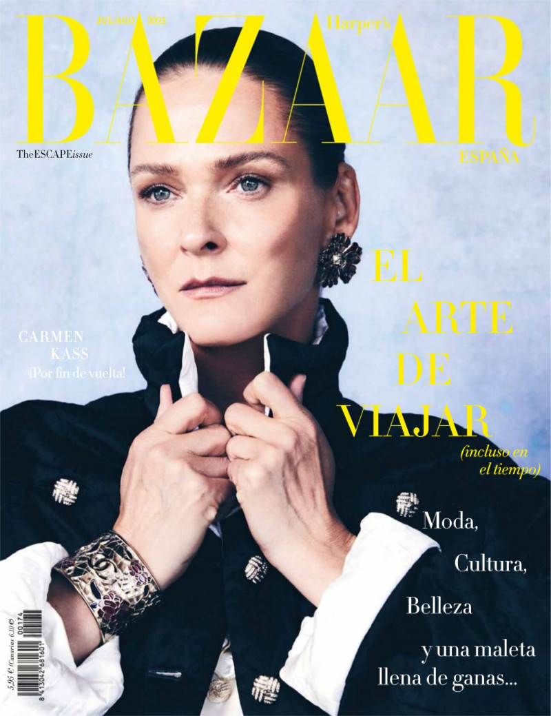 Carmen Kass featured on the Harper\'s Bazaar Spain cover from July 2025