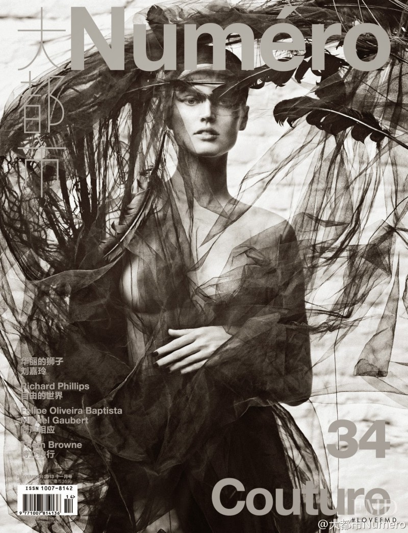 Toni Garrn featured on the Numéro China cover from November 2013