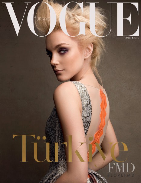 Jessica Stam featured on the Vogue Turkey cover from March 2010