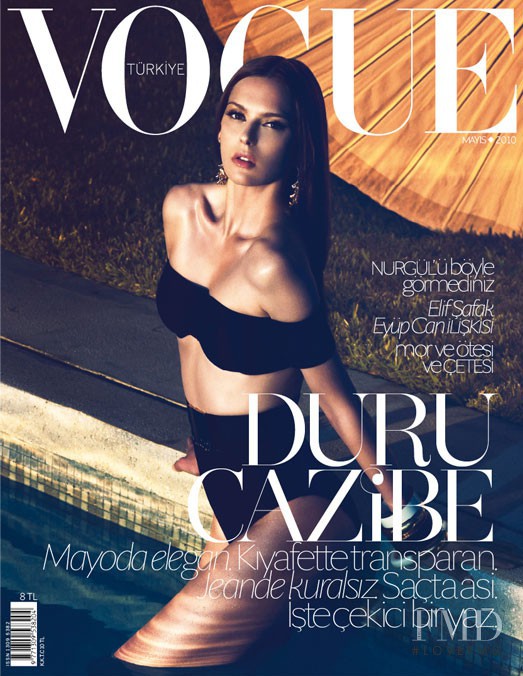 Elise Crombez featured on the Vogue Turkey cover from May 2010